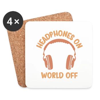 HEADPHONES ON WORLD OFF - Coasters (set of 4) - white - Front