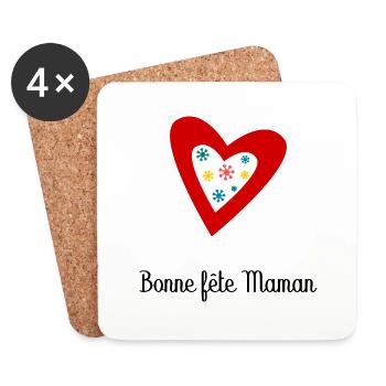 Bonne Fête Maman. Fête des mères - Dessous de verre (lot de 4) - blanc - Devant