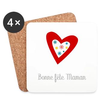 BONNE FÊTE MAMAN. MAMAN. FÊTE DES MÈRES. JE T'AIME - Dessous de verre (lot de 4) - blanc - Devant