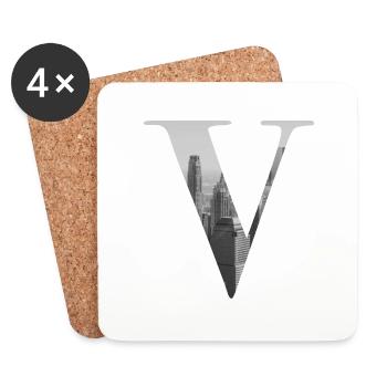 New York Letter V - Coasters (set of 4) - white - Front