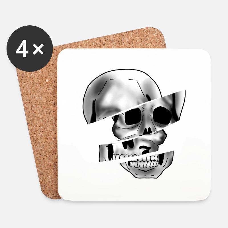 Skull - Untersetzer (4er-Set) - Weiß