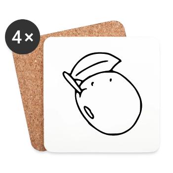 Pflaume Emoji Obst Sticker Skizze schwarz - Untersetzer (4er-Set) - Weiß - Vorne