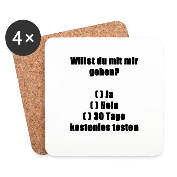 Willst du mit mir gehen? Ja, Nein, Testen? - Untersetzer (4er-Set) - Weiß - Vorne
