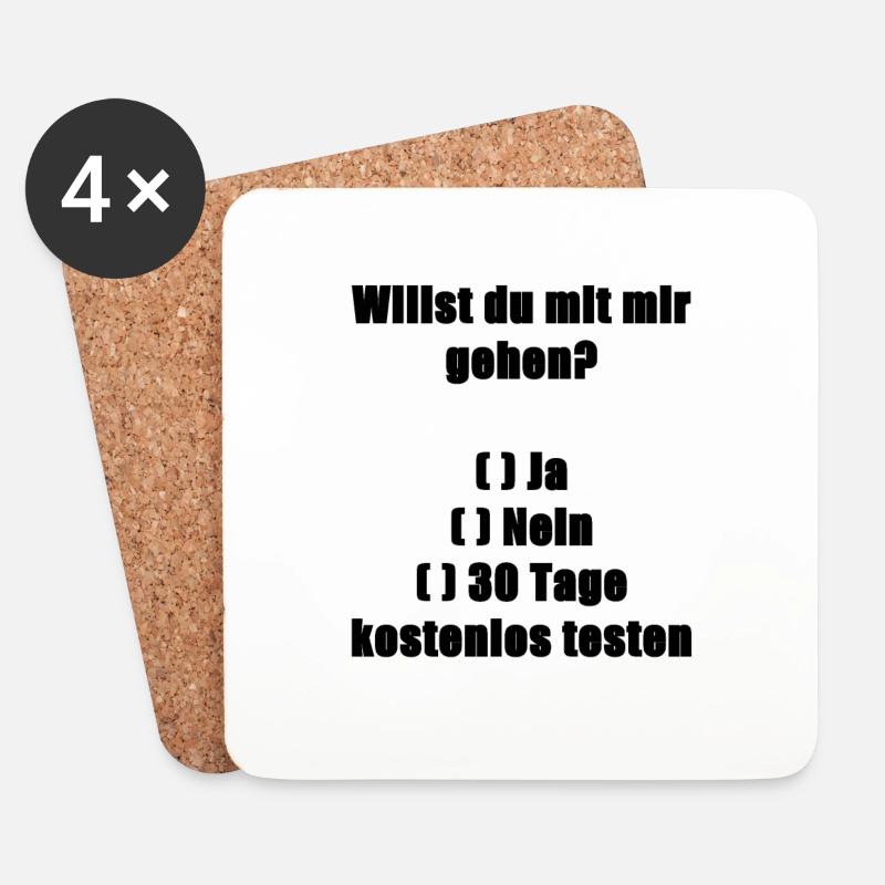 Willst du mit mir gehen? Ja, Nein, Testen? - Untersetzer (4er-Set) - Weiß