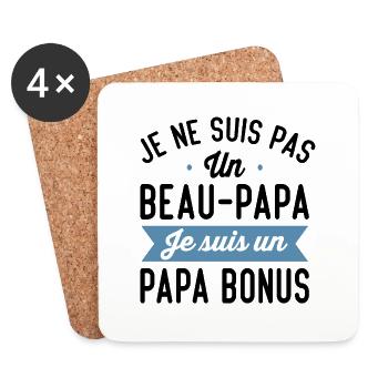 Je Suis Pas Beau-Papa Je Suis Un Papa Bonus Cadeau - Dessous de verre (lot de 4) - blanc - Devant