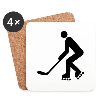 roller inline hockey silhouette logo - Dessous de verre (lot de 4) - blanc - Devant