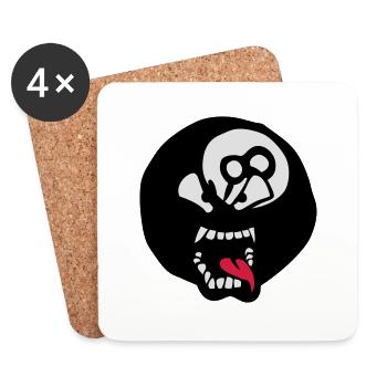 billiard ball cartoon face tongue mouth - Coasters (set of 4) - white - Front