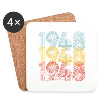 Classic Vintage 74e anniversaire Né en 1948 - Dessous de verre (lot de 4) - blanc - Devant