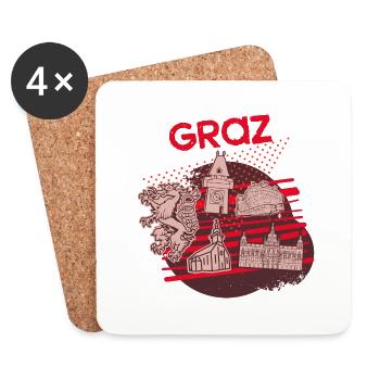 Ville de Graz - Dessous de verre (lot de 4) - blanc - Devant