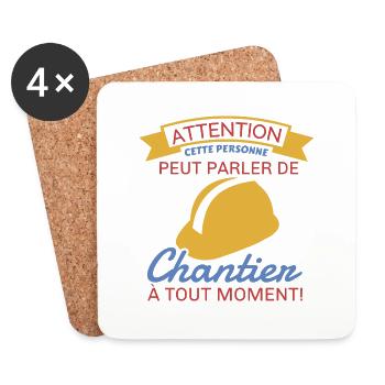 Maçon Cadeau peut parler de chantier à tout moment - Dessous de verre (lot de 4) - blanc - Devant