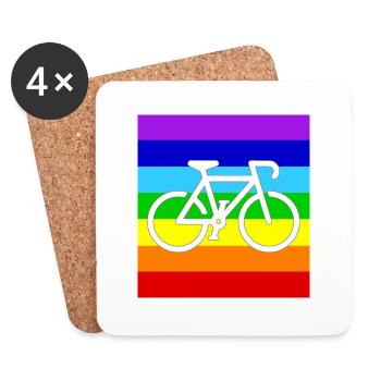 WHITE BICYCLE on a PEACE RAINBOW FLAG - Dessous de verre (lot de 4) - blanc - Devant