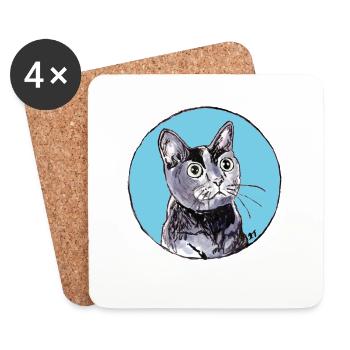 So Shiny! Blue kitty ball - Coasters (set of 4) - white - Front