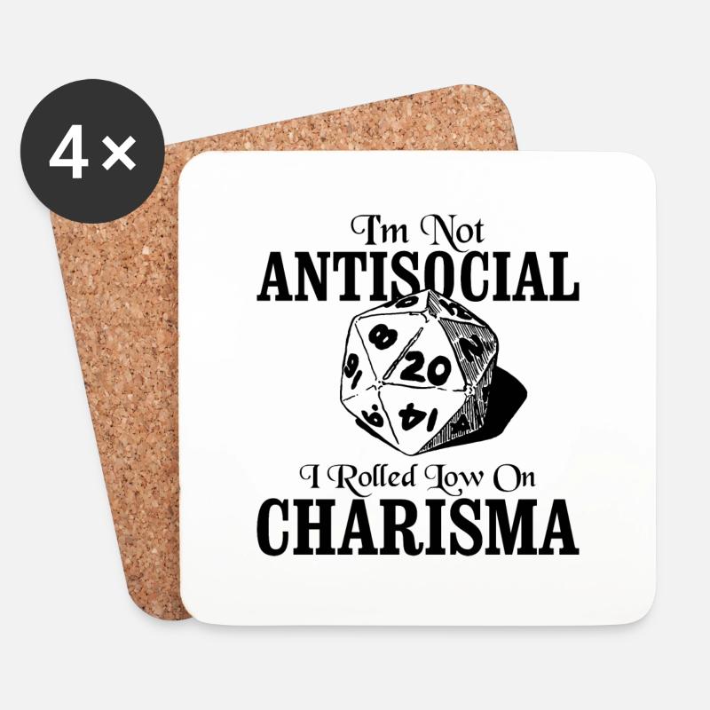 Spieleabend Low Charisma Rollenspiel - Untersetzer (4er-Set) - Weiß