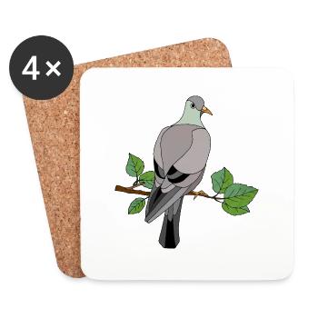 Oiseau - Dessous de verre (lot de 4) - blanc - Devant