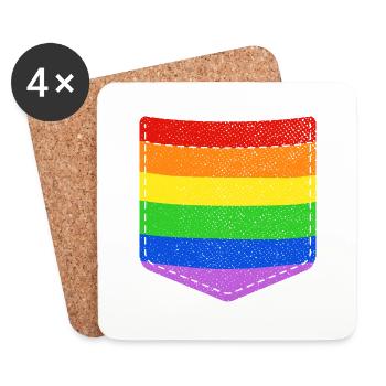 Regenbogen Flagge LGBT LGBTQ Brusttasche Gay Pride - Untersetzer (4er-Set) - Weiß - Vorne