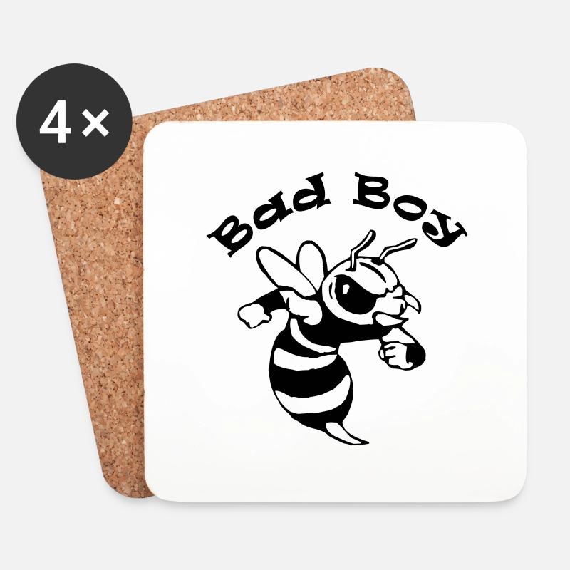 Spruch "Bad Boy" mit einer coolen Comicbiene - Untersetzer (4er-Set) - Weiß