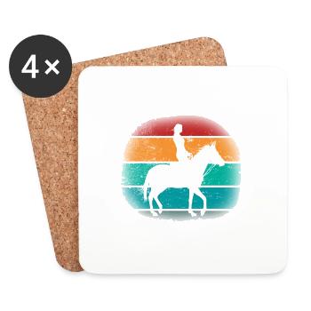 Pferd Reiten Pferdedesign Retro Geschenk Reiterin - Untersetzer (4er-Set) - Weiß - Vorne