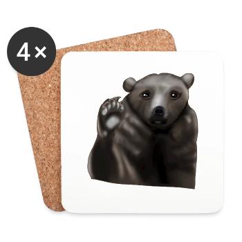 Ours brun - Dessous de verre (lot de 4) - blanc - Devant