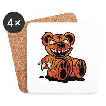 Creepy Horror Bear for Halloween - Coasters (set of 4) - white - Front