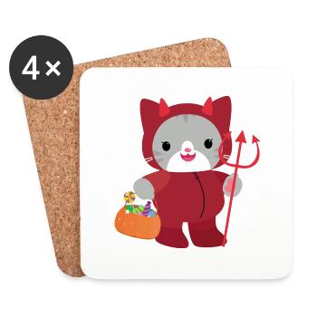 Halloween cat Red Devil. kawai - Coasters (set of 4) - white - Front