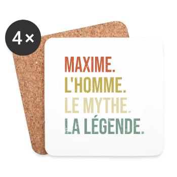 Maxime L'homme Le Mythe La Légende Cadeau Humour - Dessous de verre (lot de 4) - blanc - Devant