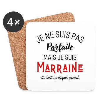 Pas parfaite mais marraine - Dessous de verre (lot de 4) - blanc - Devant