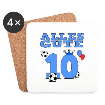Geburtstag 10 Alles Gute Fußball - Untersetzer (4er-Set) - Weiß - Vorne