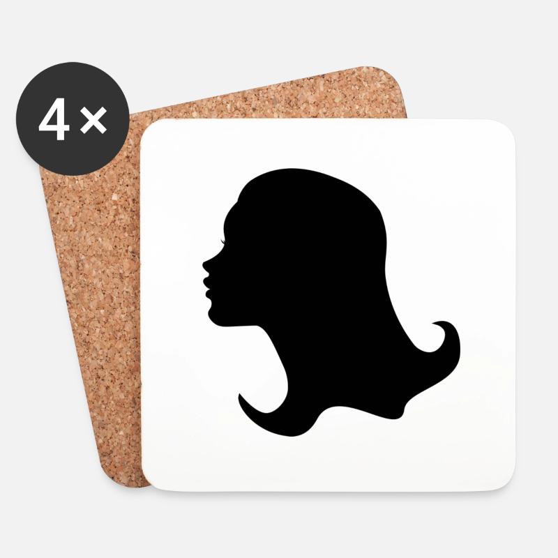 Portrait Frau Kopf - Untersetzer (4er-Set) - Weiß