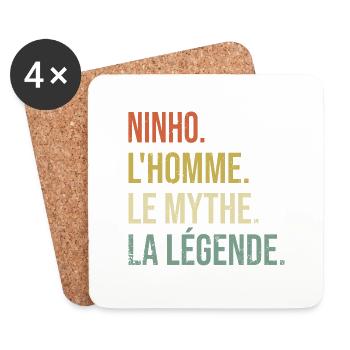 Ninho L'homme Le Mythe La Légende Cadeau Humour - Dessous de verre (lot de 4) - blanc - Devant
