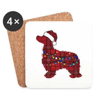 Cocker Spaniel Dog String lights Nikolaus Beanie - Coasters (set of 4) - white - Front
