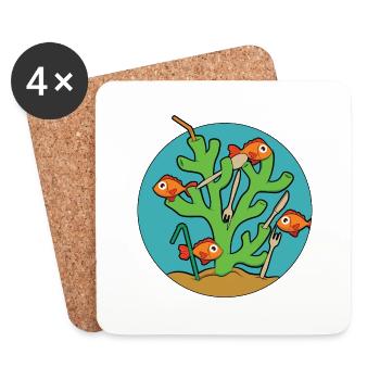 Pollution Vie marine - Dessous de verre (lot de 4) - blanc - Devant