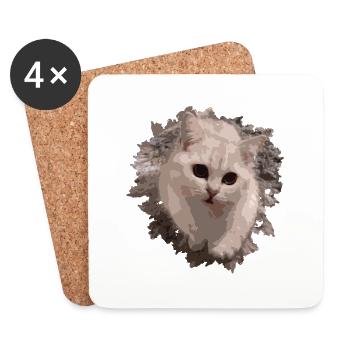 niedlicher Kater Katze britisch Kurzhaar - Untersetzer (4er-Set) - Weiß - Vorne