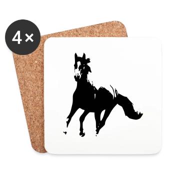Galloping black horse - Galopa - Coasters (set of 4) - white - Front