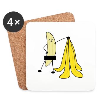 Crazy Banana, banana funny pictures censored - Coasters (set of 4) - white - Front