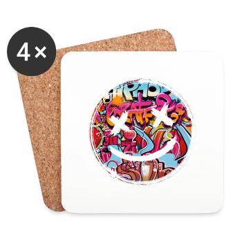 Graffiti style Splash hip hop couleurs peintre couleur - Dessous de verre (lot de 4) - blanc - Devant