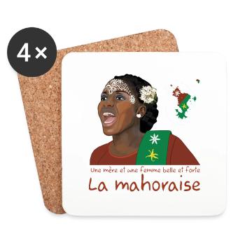 Mahoraise - Maore (Mayotte) île d'Afrique - rouge - Dessous de verre (lot de 4) - blanc - Devant