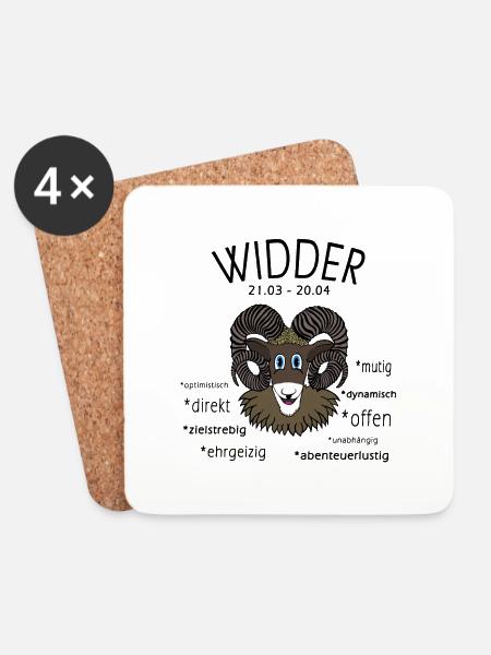 Sternzeichen Widder - Untersetzer (4er-Set) - Weiß