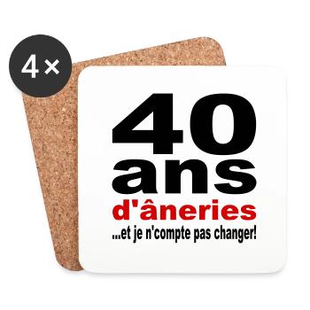 40 ans / anniversaire 40 ans / t-shirt 40 ans - Dessous de verre (lot de 4) - blanc - Devant