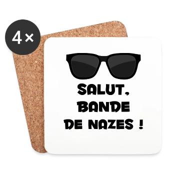 salut bande de nazes - Dessous de verre (lot de 4) - blanc - Devant
