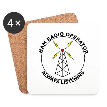 radio amateur toujours à l’écoute - Dessous de verre (lot de 4) - blanc - Devant