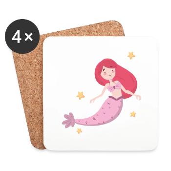 Étoiles sirènes - Dessous de verre (lot de 4) - blanc - Devant