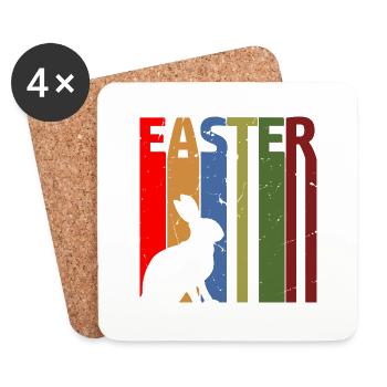 Osterhase Vintage Stil zu Ostern und Osterfest - Untersetzer (4er-Set) - Weiß - Vorne