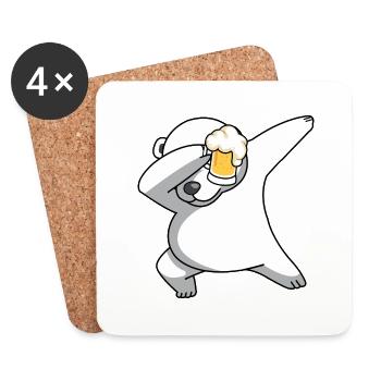 dab dabbing polar bear beer north pole funny tshirts 30 - Coasters (set of 4) - white - Front