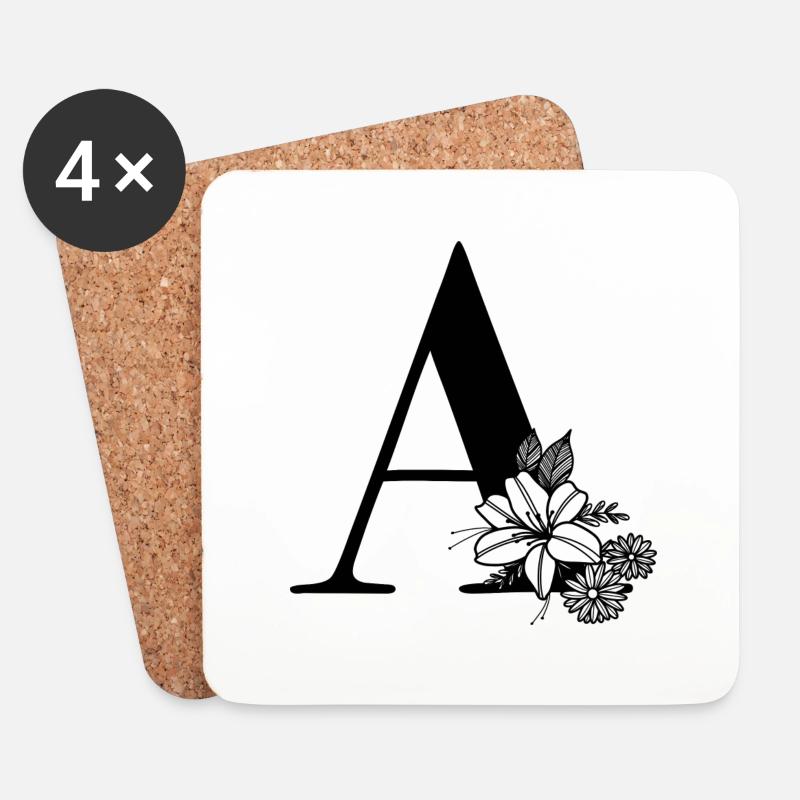 Buchstabe A - Untersetzer (4er-Set) - Weiß