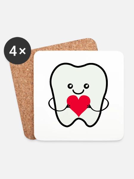 Zahn Smile Love - Untersetzer (4er-Set) - Weiß