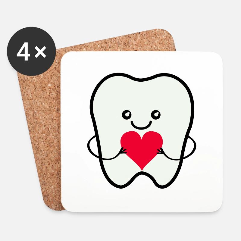 Zahn Smile Love - Untersetzer (4er-Set) - Weiß