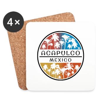 Acapulco Mexico Artistic Vacation Souvenir - Coasters (set of 4) - white - Front