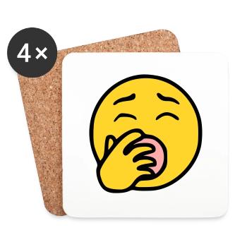 Emoji Tired Sketch Couleur - Dessous de verre (lot de 4) - blanc - Devant