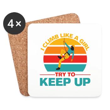 Mountain Climbing Climb Like A Girl Canyoning - Coasters (set of 4) - white - Front