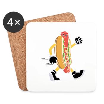 Fun Fries Hot Dog Cardio Running Runners - Coasters (set of 4) - white - Front